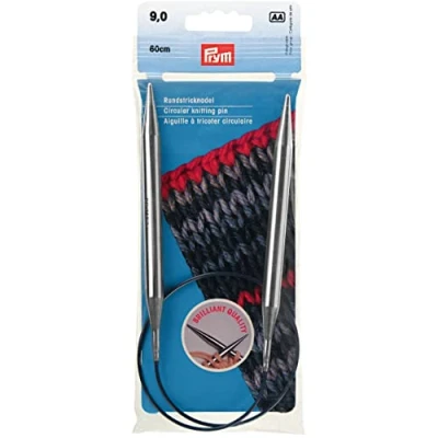 Image de Prym Aiguilles à Tricoter circulaires MS 60 cm 9 mm Argenté, Laiton