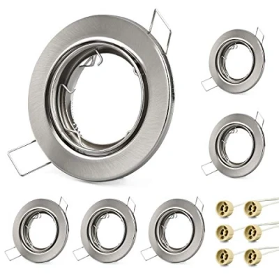 Image de KYOTECH lot de 6 Cadres Pour spots à encastrer orientables,livré avec douilles GU10,Cadre Montage encastré lampes halogènes GU10 MR16 led module,Rond spot