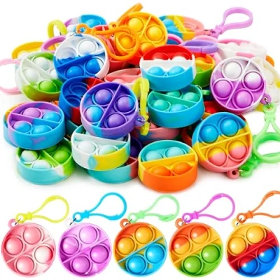 Image de JOYIN 30 pièces(orbiculaire) Porte clés Pop, Mini Jouets Fidget, Anti Stress Enfants, Cadeaux de fête pour Les Enfants 4 8, Goodie Bag Stuffers Prix la Salle Classe