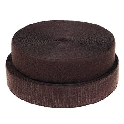 Image de TUKA Scratch Ruban à coudre 25 mètres x 50mm, Non adhésif bande Hook &amp; Loop, Crochet et Boucle pour couture, Tissu Fermeture, 25m Boucle, Marron TKB5030 Brown