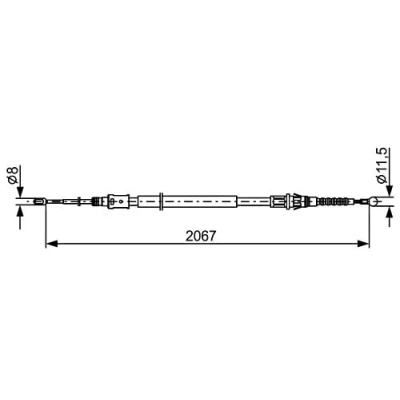 Image de BOSCH 1 987 482 869 Câble De Frein 2067, 1207 PEUGEOT: 308 I 3/5 portes, CITROËN: C4 II 5 DS4 portes