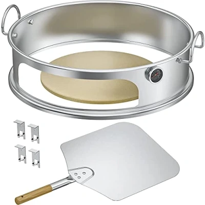 Image de Onlyfire BRK 6023 INOX Pizza Four kit Ensemble Complet PizzaRing pour Weber 57 cm Bouilloire Grill et Beaucoup d’Autres modèles, au à Charbon de