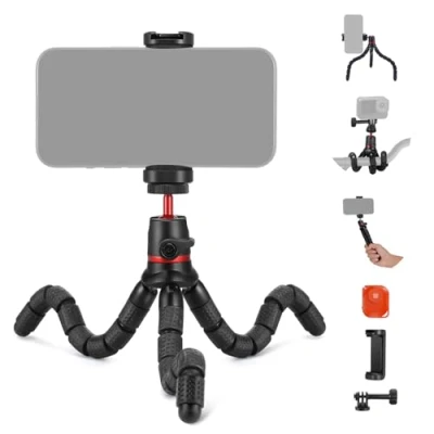 Image de NEEWER trépied pour iPhone avec télécommande/Adaptateur de Support caméra d&#039;action/Support téléphone, Mini Flexible Compatible GoPro Samsung DSLR Webcam Vlog,