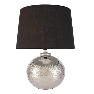 Image de Pauleen 48222 poser Touch of Silver max. 20 Watt faite à la main noir, argent chevet de look glamour en tissu, céramique E14, Table lamp
