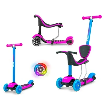 Image de Milly Mally Trottinette Pousse Pied 3 en 1 Little Star (Rose Bleu)