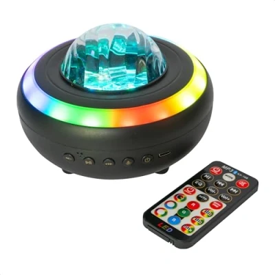 Image de Party Light &amp; Sound NEBULA Enceinte 2 EN 1sur batterie rechargeable avec projection d&#039;effet aurores boréales et LED strobe Bluetooth, télécommande, câble USB C Noir