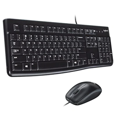 Image de Logitech MK120 Combo Clavier et Souris Filaire pour Windows, US International QWERTY Noir