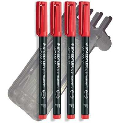 Image de staedtler feutre universel pilot lumocolor/box, rouge, 4er Pack F Spitze