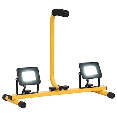 Image de vidaXL Projecteur à LED avec Poignée Lampe d&#039;Extérieur Eclairage de Sécurité Jardin Atelier 2x10 W Blanc Froid