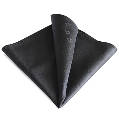 Image de THE MASONIC COLLECTION carré de poche Noir Mouchoir 100 % soie Motif fantôme et boussole Un cadeau maçonnique parfait pour les hommes francs maçons,