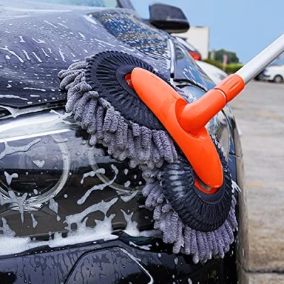 Image de JoyFan Brosse Lavage Voiture Nettoyage en Chenille Chiffon Eponge Pelucheuse, Vadrouille Télescopique Balai Pinceau Nettoyeur Kit pour Véhicule Voitures Camion Caravane (Orange)