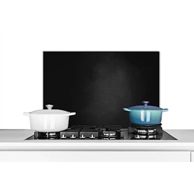 Image de KitchenYeah© Plaque Anti Projection Cuisine 60x40 cm Aluminium Décoration Couvercle Éclaboussure Crédence Béton Noir Gris Structure Industriel