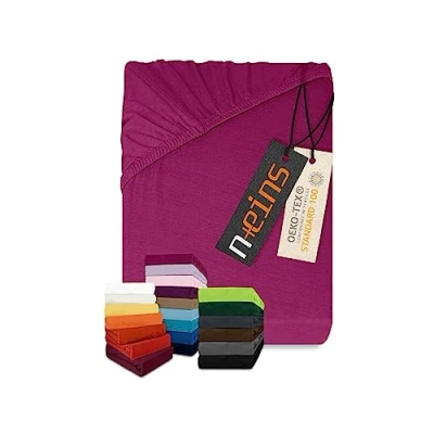 Image de npluseins Drap Housse Classique en Jersey de Nombreuses Couleurs et Tailles 100% Coton 159.192, 140 160 x 200 cm, Rose Vif