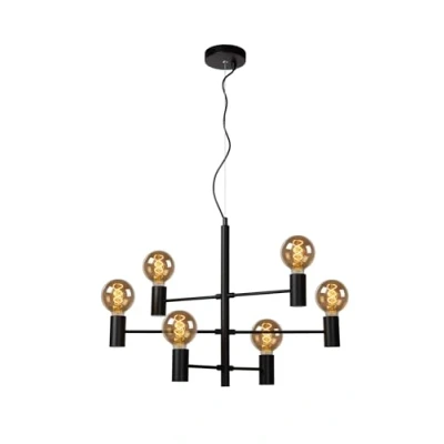 Image de Lucide Suspension Leanne, noire, à 6 lampes