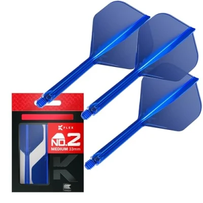Image de Target Darts K Flex Integrated Dart Flight And Shaft, No.2 Bleu (moyen) Pack de 3 fléchettes No 2, 2 en 1 moulées avec précision et tige fléchette Accessoire professionnel