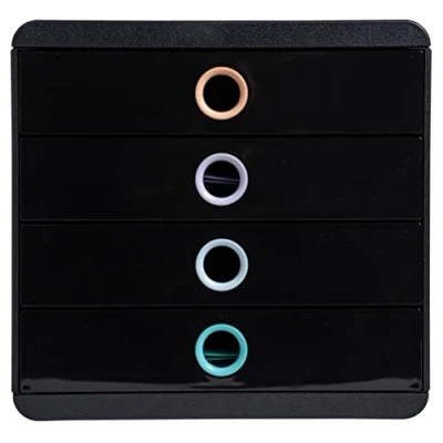 Image de Exacompta Réf. 314496D POP BOX Caisson 4 tiroirs fermés pour document A4+ Dimensions extérieures : Profondeur 34,7 x largeur 27,8 Hauteur 26,7 cm Aquarel couleurs assorties