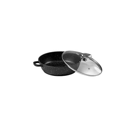 Image de Mijoteuse Facon Pierre avec Couvercle Verre/Fonte Aluminium Noir 24 cm PRADEL, Ancien Manche
