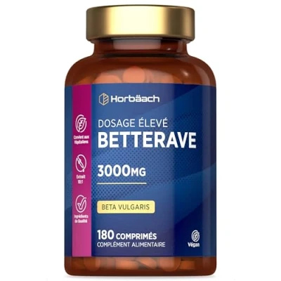 Image de Betterave 3000 mg Beet Root Gelules Booster de Superaliments à L&#039;Oxyde Nitrique 180 Comprimés Végétaliens par Horbaach