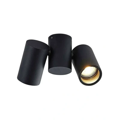 Image de Arcchio Plafonnier Gesina à intensité variable (Moderne) en Noir Aluminium e. a. pour Salon &amp; Salle manger (à 2 lampes, GU10), Luminaire Plafonnier, Lampe Plafond, Eclerage Eclairage