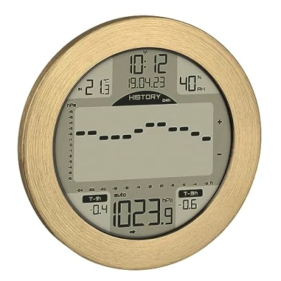 Image de TFA Dostmann Station météo Meteomar, 35.1124.53, pour les navigateurs/bateliers, tendance de la pression, alarme réglable, or