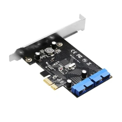 Image de Loufy Carte D&#039;Extension PCI Express USB 3.0 19 Broches PCIE 1X vers 2 Ports 3 Adaptateur Interne USB3 20 Hub Header