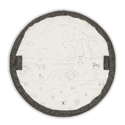 Image de hauck 2 en 1 Tapis de Jeux Bebe et Sac Rangement Play N Tidy, Organisateur Jouet Enfant Rond, Diamètre 120 cm, Cordon Serrage, Lavable, Gris