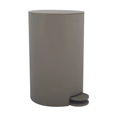 Image de MSV, Poubelle à cosmétiques Modèle Osaki, 3 litres, Couvercle, Pédale pour Toilettes Salles de Bain, Compact, Petit Espace, avec Récipient intérieur Amovible, Taupe