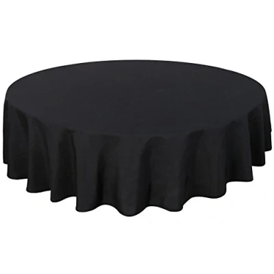 Image de Home Direct Nappe de qualité Lourde, Facile d&#039;entretien, Ronde 180 cm Uni Noir