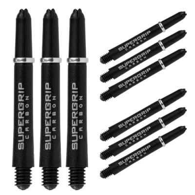 Image de Harrows Lot de 3 jeux tiges fléchettes Supergrip en carbone 9 au total Moyen, Midi et Court (Argent, Midi)