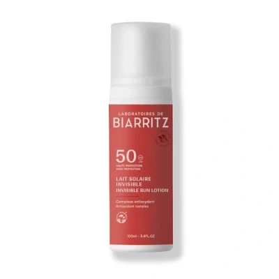 Image de Laboratoires de Biarritz Lait Solaire Satiné SPF50 Texture Fluide Invisible Visage &amp; Corps Effet Frais dès Application Parfum 100% d’Origine Naturelle 100 ml Fabriqué en France