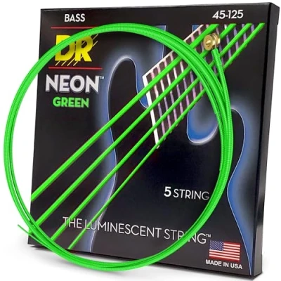Image de DR Strings NEON 45 125 Jeu de Cordes pour Guitare Basse Vert