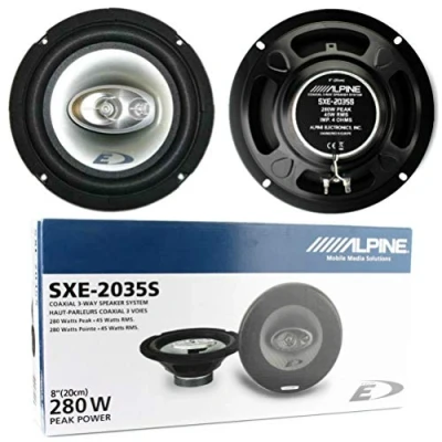 Image de 2 Haut parleurs Enceintes coaxiales 3 Voies Compatible avec Alpine SXE 2035S 20,00 cm 200 mm 8&quot; 45 Watts rms 280 Max 4 ohm 90 DB spl, par Paire