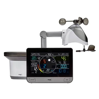 Image de TFA Dostmann Station météo WLAN View PRO 6 in 1, 35.8003.01, capteur vent, température, humidité, pluviomètre, pression, y compris app, prévisions professionnelles, noir