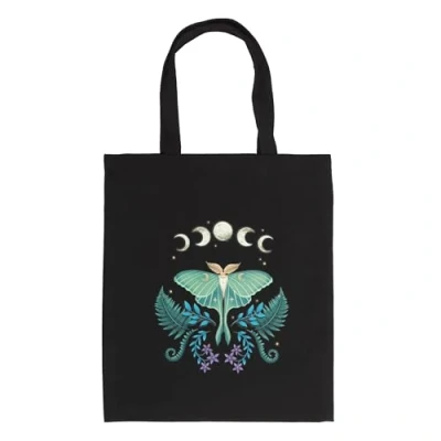 Image de Something Different Wholesale Sac fourre tout écologique Luna Moth fabriqué au Royaume Uni d&#039;épicerie durable et réutilisable avec imprimé papillon Coton à son meilleur prix, multicolore