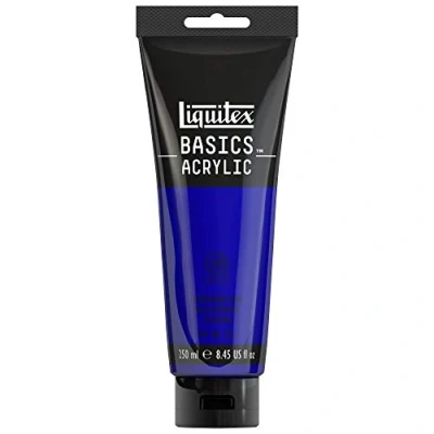 Image de Liquitex 88700228 Basics peinture acrylique, artistique monopigmentée, résistante à la lumière, qualité archive, finition satinée, tube de 250 ml Outremer Foncé