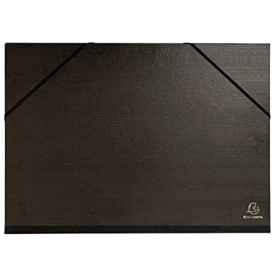 Image de Exacompta Réf. 548000E 1 carton à dessin kraft noir vernis avec élastiques dos toilé garde noire dimensions 32 x 45 cm formats classer A3 (297 420 mm couleur
