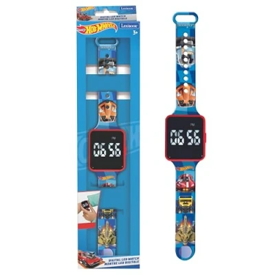Image de Lexibook Mattel Hot Wheels, Montre à écran Digital, Affichage de l&#039;heure 12 ou 24h, DMW060HW, Bleu