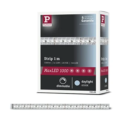 Image de Paulmann 70569 Function MaxLED 1000 Bande 1m blanc, 6500K lumière du jour, 11,5W 24V, Argent