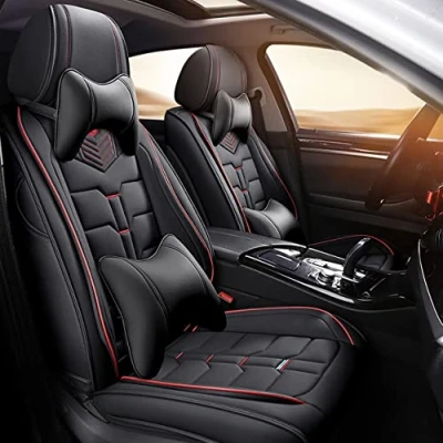 Image de EOGE Housse Siege Voiture Simili Cuir pour Audi A3/A4 B8/A4 B6/A3 8P/A5/A4 B7/A4/A6 C6/Q5/A6/A6 C7/A6 C5/Q7/A3 8V/A1/A7/A8/Q2/Q3/A4L/A6L/A8L/Q5L 2 Universelle (Size:De Luxe,Color:Noir Rouge)