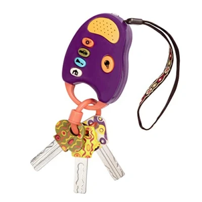 Image de B Toys FunKeys Trousseau de Clés Amusants Voiture/Ttélécommande avec Lumiere/Sons pour Enfants 10+ Mois Prune 44138 1 Unité (Lot 1)