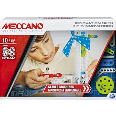 Image de KIT d&#039;invention ENGRENAGES Boîte avec engrenages, 2 outils et 1 outil de poinçonnage Jeu construction