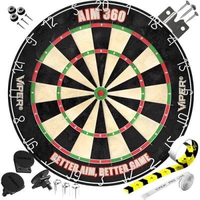 Image de Viper AIM Jeu de fléchettes 360 avec Pointe en Acier et Fil d&#039;araignée Fin sans agrafes, sisal Auto cicatrisant qualité supérieure, Marques visée, Cercles cibles Mobiles pour Un entraînement