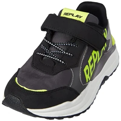 Image de Replay Merak Jr Lace Up Baskets pour garçon, Fluo Jaune 2536 Noir, 33 EU