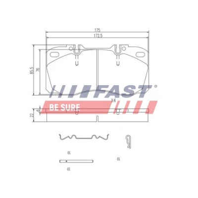 Image de FAST FT29093 Jeu de plaquettes frein Essieu avant préparé pour indicateur d&#039;usure IVECO: DAILY 6 , 4 Kasten/Kombi