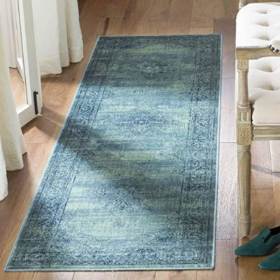 Image de Safavieh Grand Tapis de Salon rectangulaire pour Une Utilisation en intérieur, Mélange Polyester, Turquoise/Multi, 62 X 240 cm