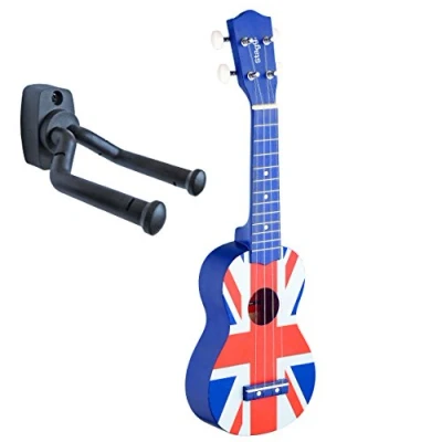 Image de Stagg US UK Ukulélé soprano drapeau britannique avec sac + support mural keepdrum
