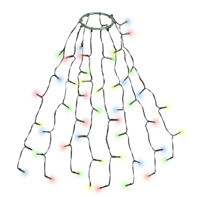 Image de SALCAR Éclairage de sapin Noël 0,6 m avec anneau et 8 guirlandes, chaîne lumineuse 48 LED, Noël, éclairage étanche pour 60 cm, 90 120 Coloré