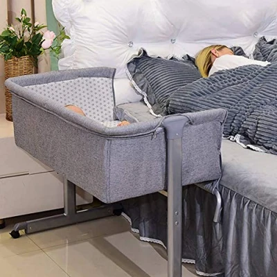 Image de THINFAR Berceau Cododo, avec Matelas et Moustiquaire 2 in 1 Lit Bébé Cododo pour Les Bébés de 0 à 36 Mois Lit, Pliable (B Type 96 * 57 77cm)