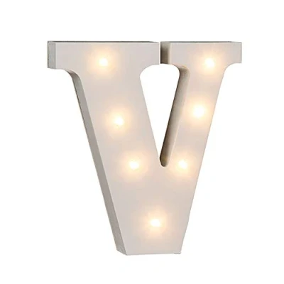 Image de Out of the blue 57/6095 Lettre en Bois illuminée V, avec 7 LED, env. 16 cm, pour 2 Piles mico (AAA), 1 W, Blanc, x 3 cm