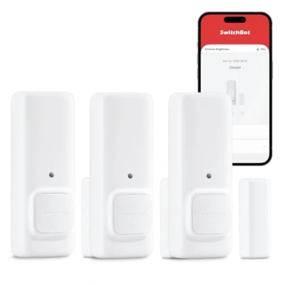 Image de SwitchBot Hub Lot de 3 détecteurs contact porte et fenêtre sans fil avec alarme